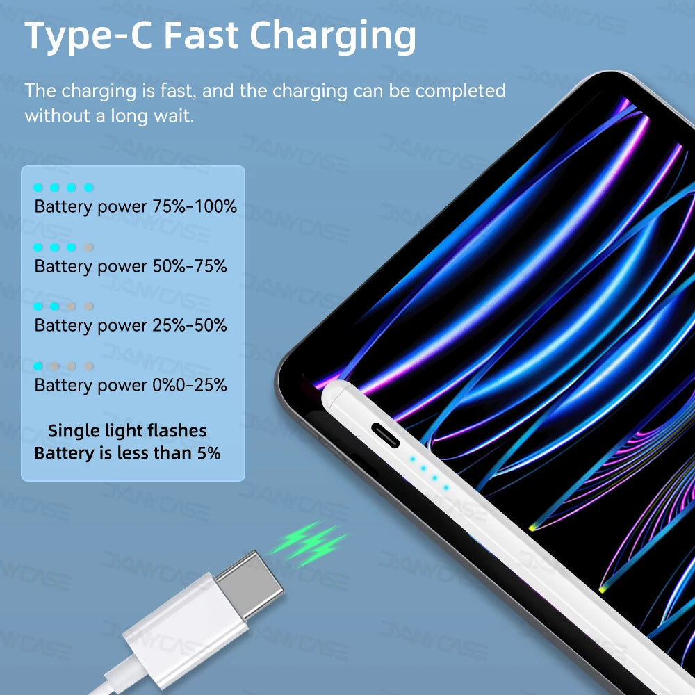 “Stylus Pen for iPad – Apple Pencil Alternative with Palm Rejection & Power Display”