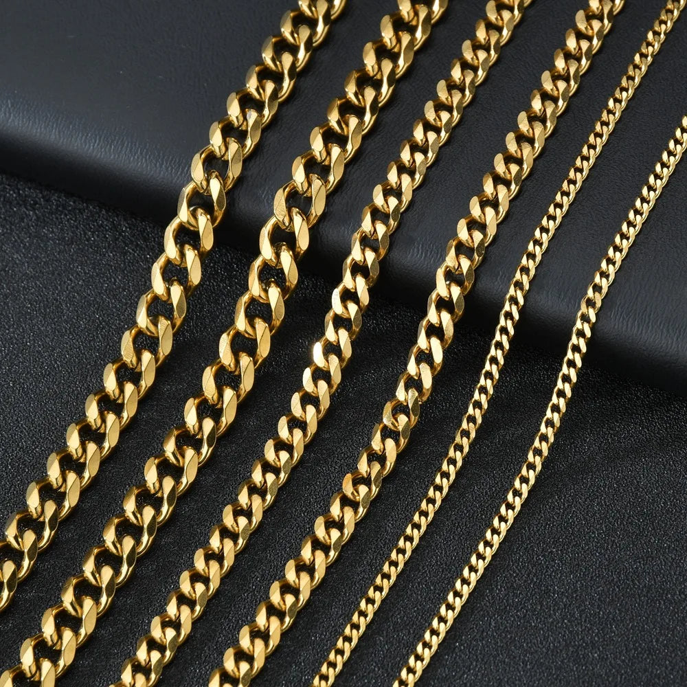 “3.5-7MM Stainless Steel Cuban Link Chain Necklace – Unisex Hip Hop Punk Choker Jewelry for Men & Women”
