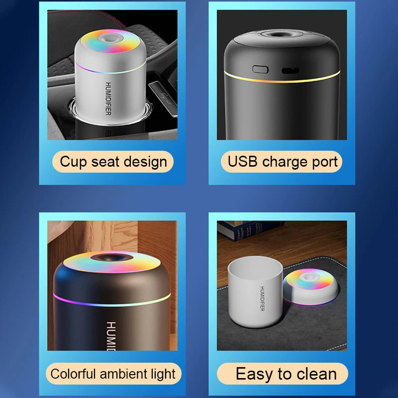 Mini USB Air Humidifier & Essential Oil Diffuser – 180ML LED