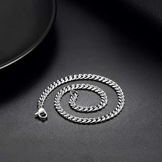 “3.5-7MM Stainless Steel Cuban Link Chain Necklace – Unisex Hip Hop Punk Choker Jewelry for Men & Women”