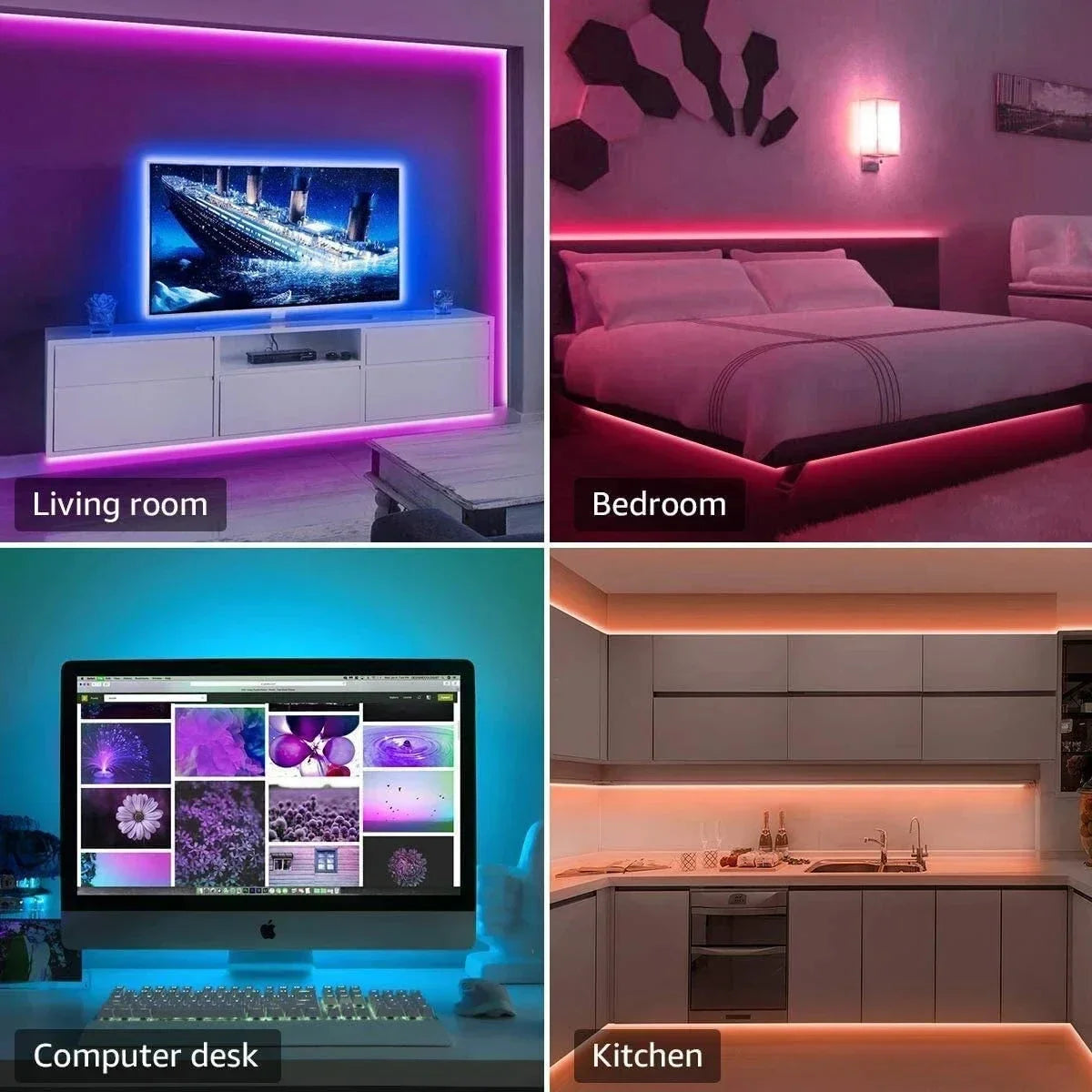 RGB LED Strip Light 5050 – USB, Remote & APP Control Bluetooth Flexible Tape for TV, Bedroom & Living Room