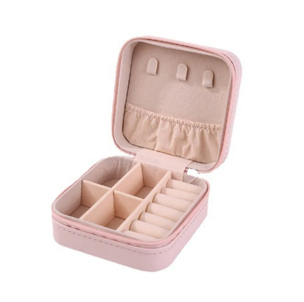 Portable Mini Leather Jewelry Storage Box – Travel Organizer for Earrings, Rings & Necklaces