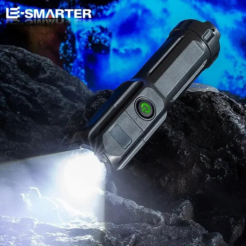 Rechargeable Tactical LED Flashlight – Telescopic Zoom, 4 Lighting Modes, Long-Range Waterproof Torch for Camping & Fishing