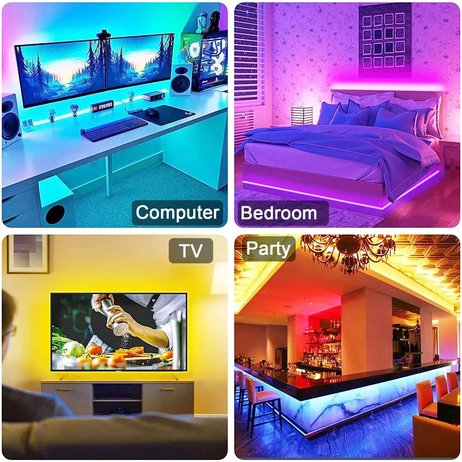 RGB LED Strip Light 5050 – USB, Remote & APP Control Bluetooth Flexible Tape for TV, Bedroom & Living Room