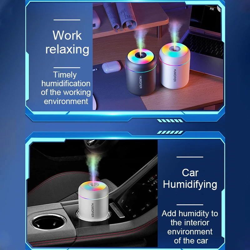 Mini USB Air Humidifier & Essential Oil Diffuser – 180ML LED
