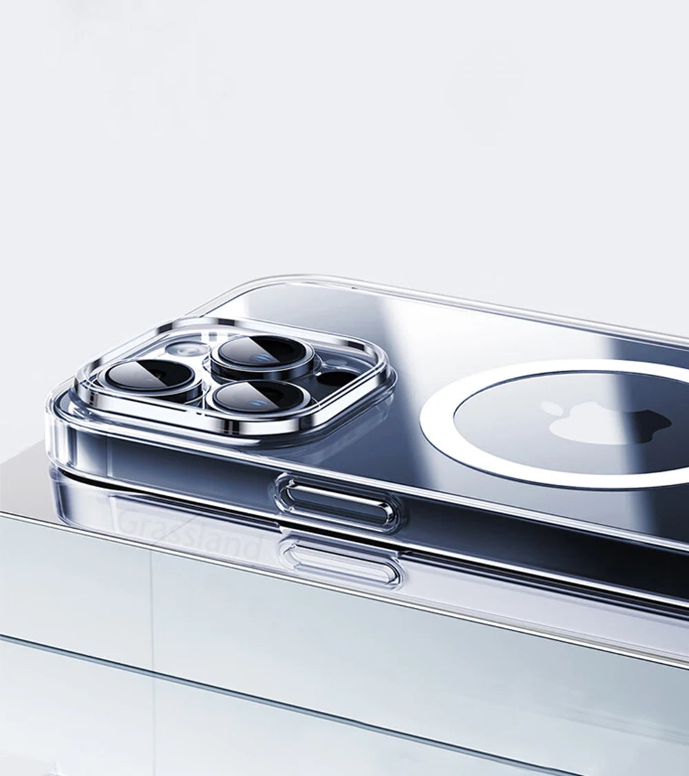Luxury Magnetic MagSafe Clear Case – Wireless Charging Shockproof Back Cover for iPhone 15/14/13/12/11/X/XS/XR/7/8 Plus
