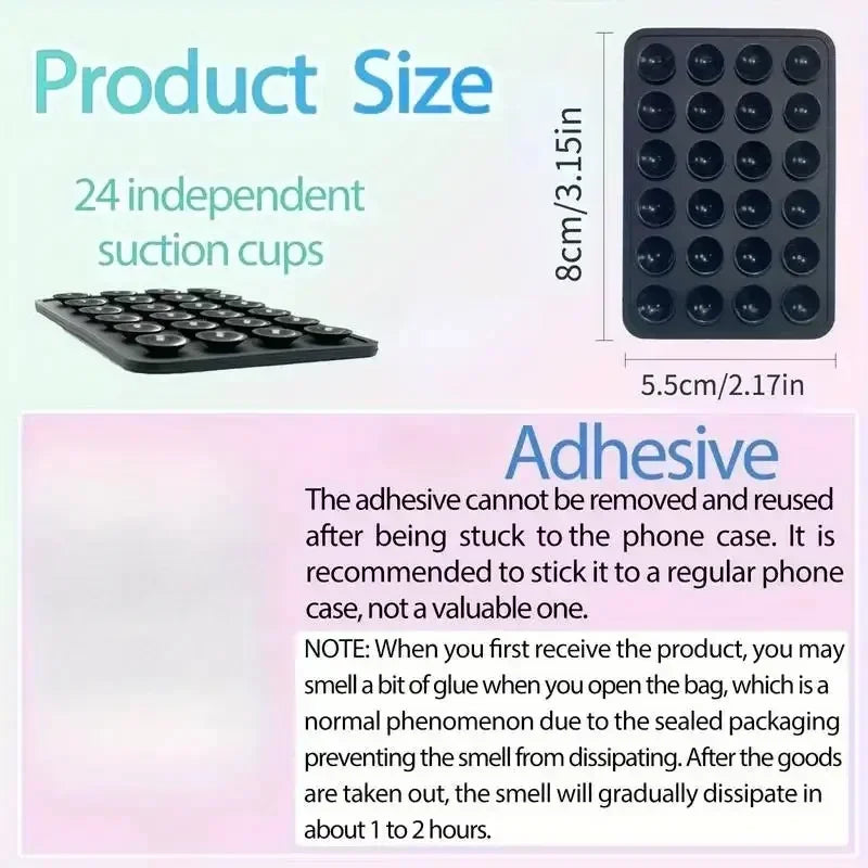 Silicone Suction Cup Phone Holder – Multifunctional Wall Stand, Anti-Slip Square Mount, Single-Sided Back Sticker