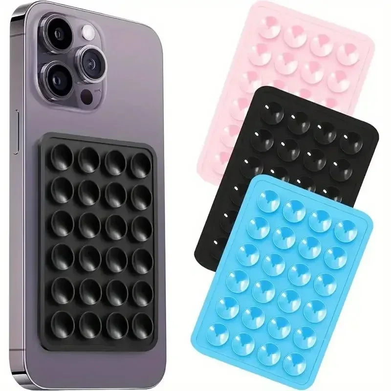 Silicone Suction Cup Phone Holder – Multifunctional Wall Stand, Anti-Slip Square Mount, Single-Sided Back Sticker