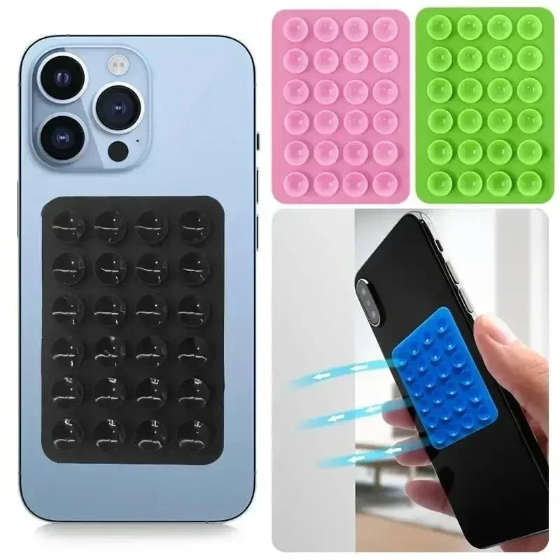 Silicone Suction Cup Phone Holder – Multifunctional Wall Stand, Anti-Slip Square Mount, Single-Sided Back Sticker