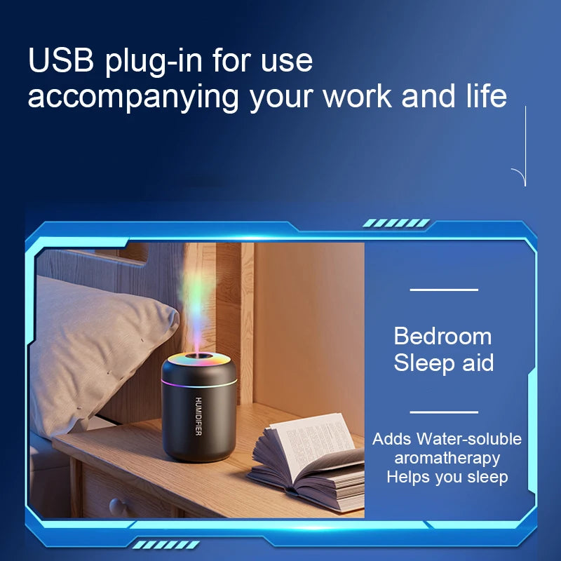 Mini USB Air Humidifier & Essential Oil Diffuser – 180ML LED