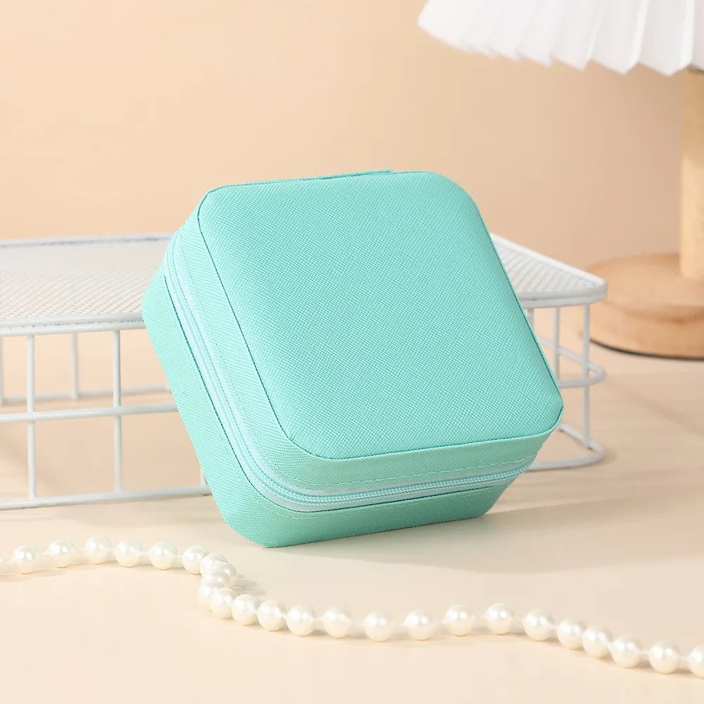 Portable Mini Leather Jewelry Storage Box – Travel Organizer for Earrings, Rings & Necklaces