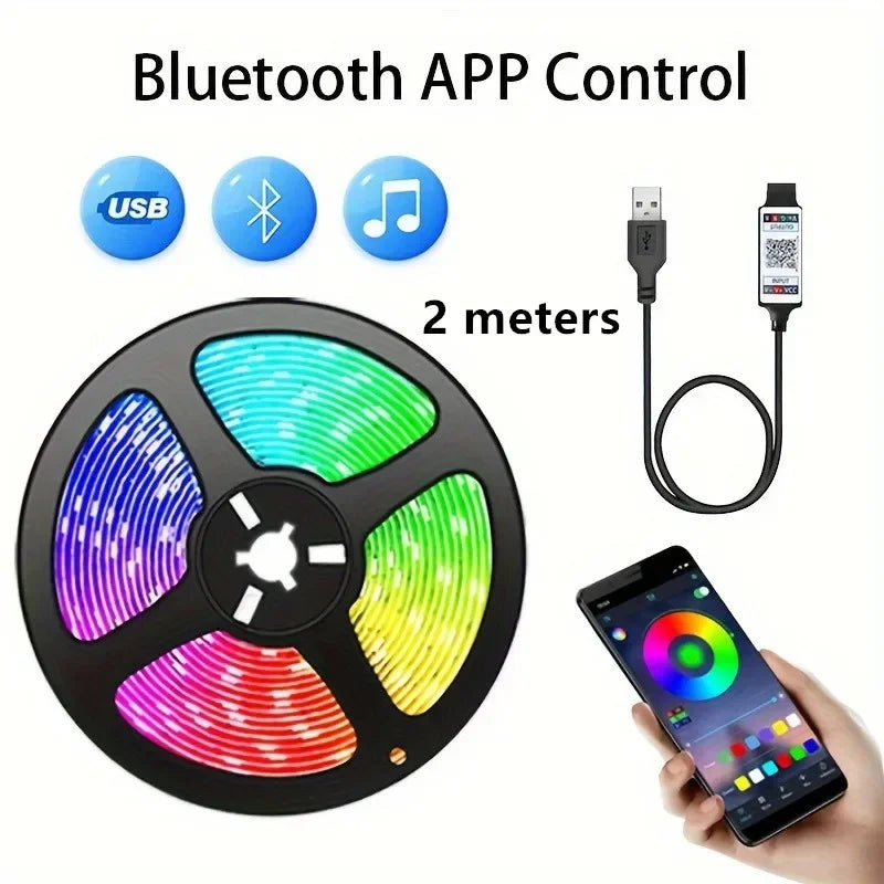 RGB LED Strip Light 5050 – USB, Remote & APP Control Bluetooth Flexible Tape for TV, Bedroom & Living Room