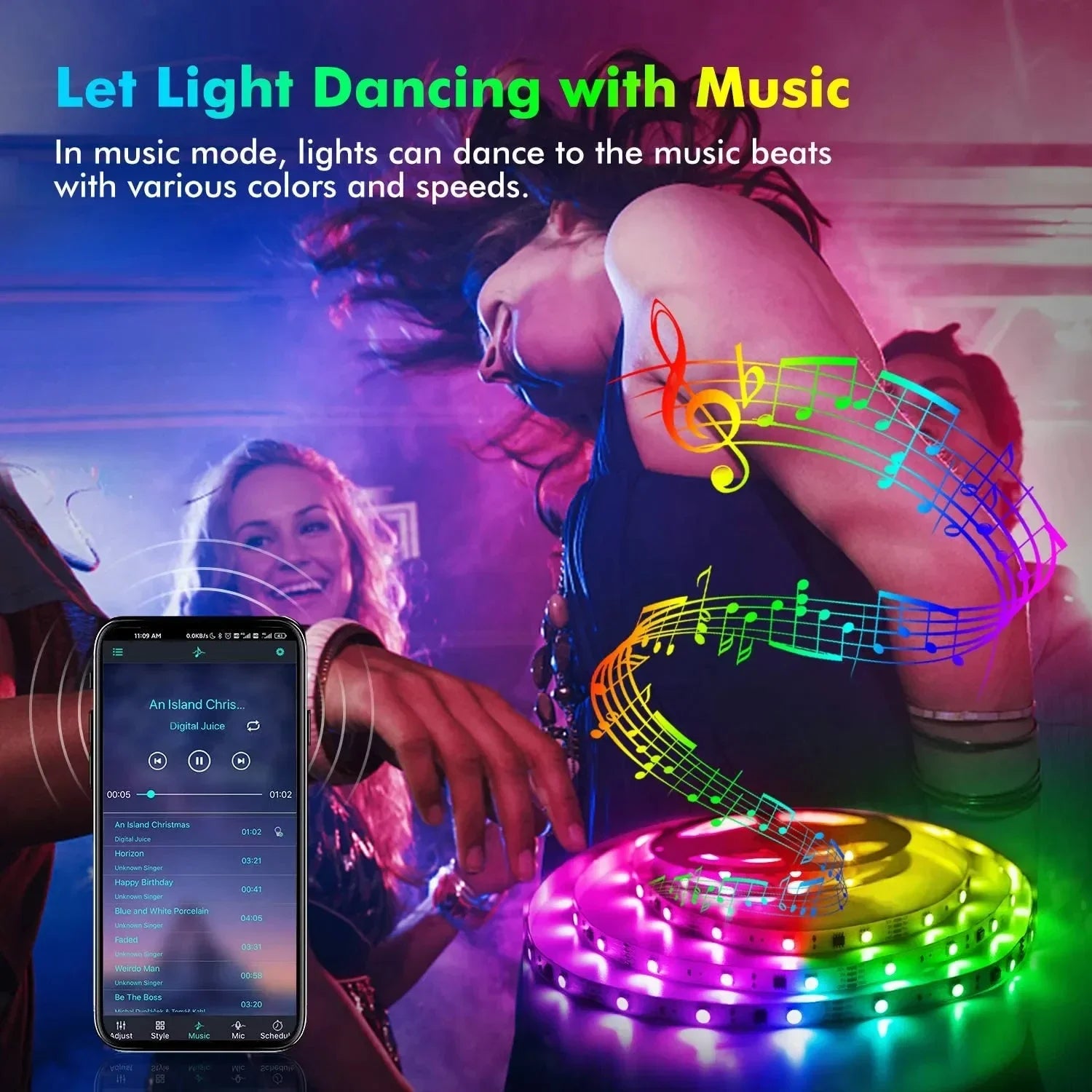 RGB LED Strip Light 5050 – USB, Remote & APP Control Bluetooth Flexible Tape for TV, Bedroom & Living Room
