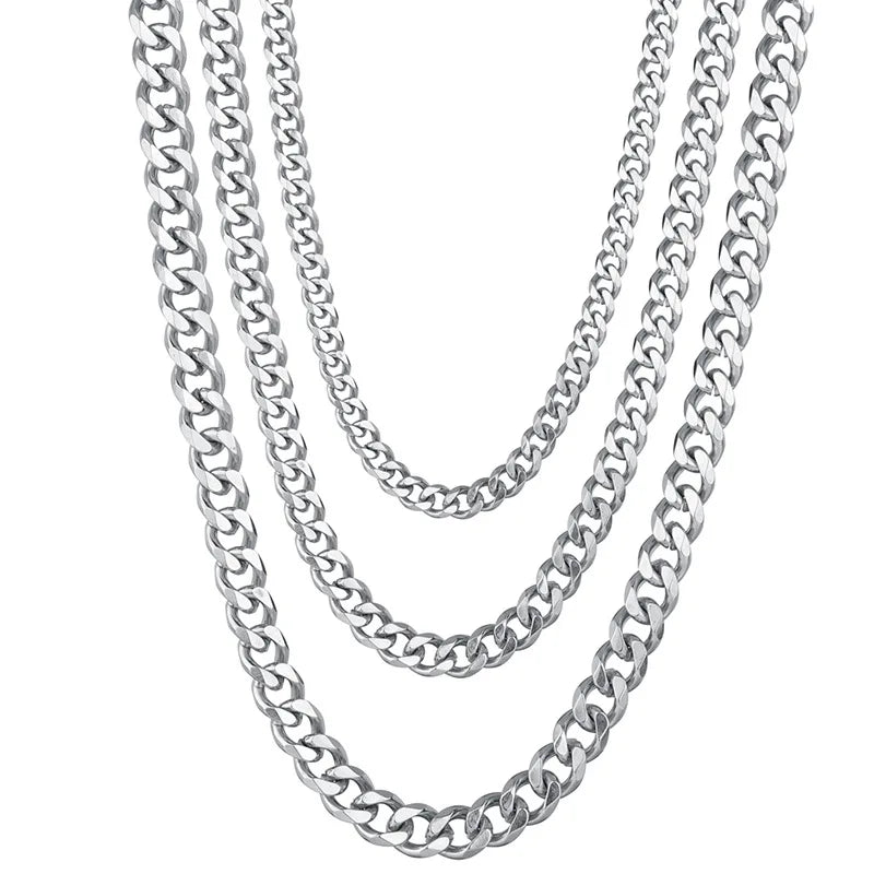 “3.5-7MM Stainless Steel Cuban Link Chain Necklace – Unisex Hip Hop Punk Choker Jewelry for Men & Women”