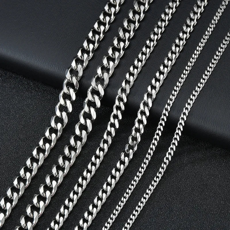 “3.5-7MM Stainless Steel Cuban Link Chain Necklace – Unisex Hip Hop Punk Choker Jewelry for Men & Women”