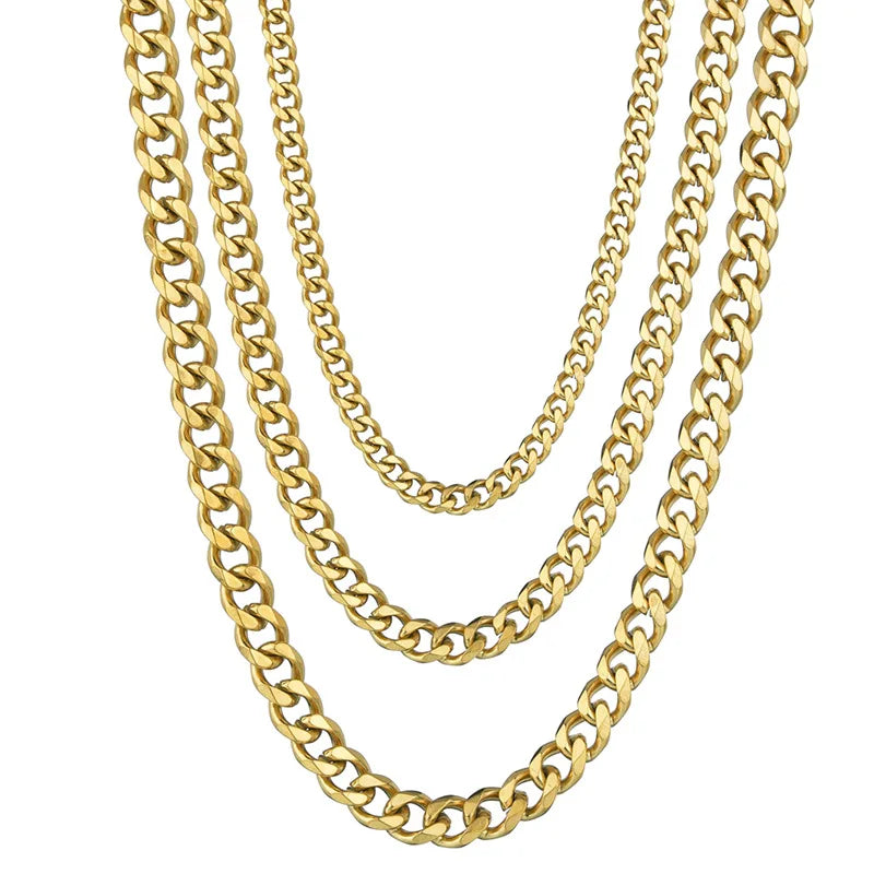 “3.5-7MM Stainless Steel Cuban Link Chain Necklace – Unisex Hip Hop Punk Choker Jewelry for Men & Women”