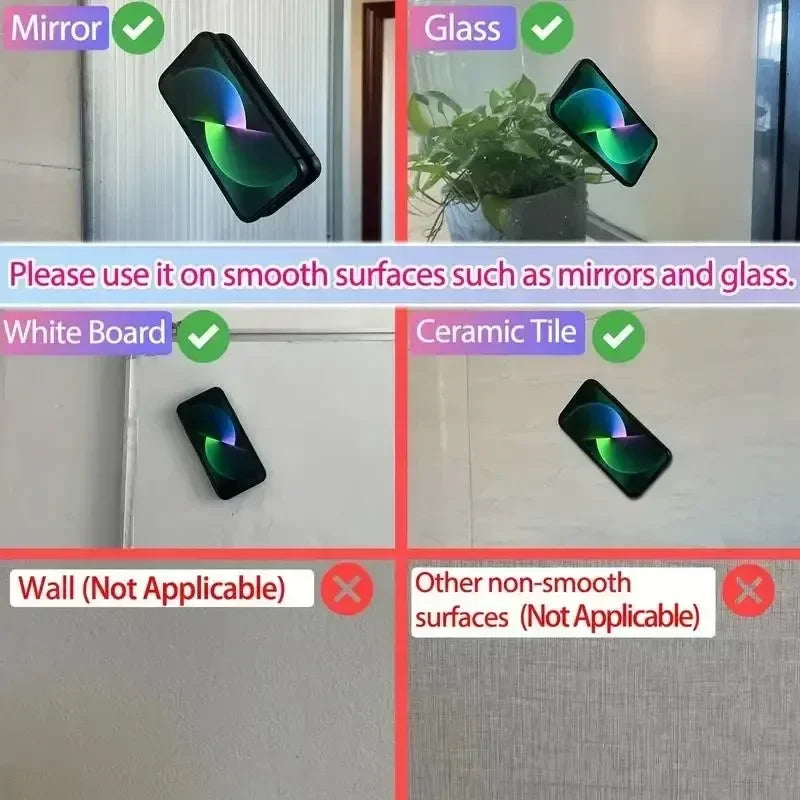Silicone Suction Cup Phone Holder – Multifunctional Wall Stand, Anti-Slip Square Mount, Single-Sided Back Sticker