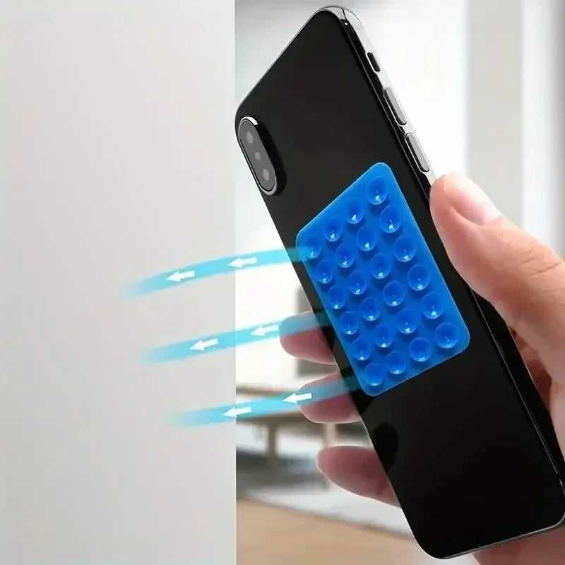 Silicone Suction Cup Phone Holder – Multifunctional Wall Stand, Anti-Slip Square Mount, Single-Sided Back Sticker