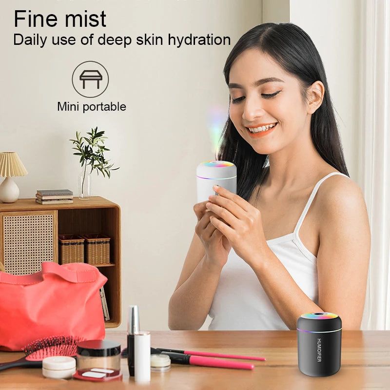 Mini USB Air Humidifier & Essential Oil Diffuser – 180ML LED