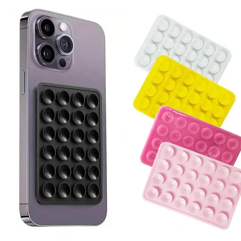 Silicone Suction Cup Phone Holder – Multifunctional Wall Stand, Anti-Slip Square Mount, Single-Sided Back Sticker