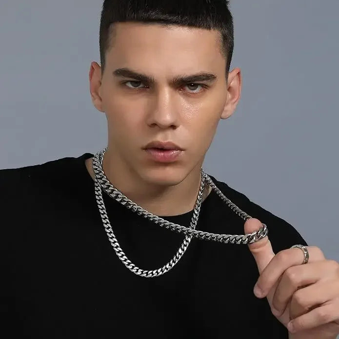 “3.5-7MM Stainless Steel Cuban Link Chain Necklace – Unisex Hip Hop Punk Choker Jewelry for Men & Women”