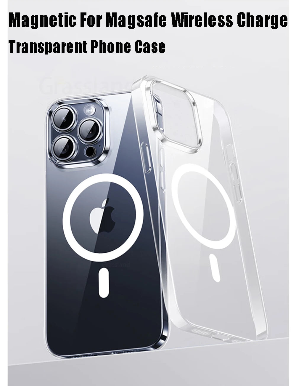 Luxury Magnetic Wireless Charge For Magsafe Case for iPhone 15 14 13 12 11 Pro X XR XS Max 7 8 Plus Back Cover Transparent Case