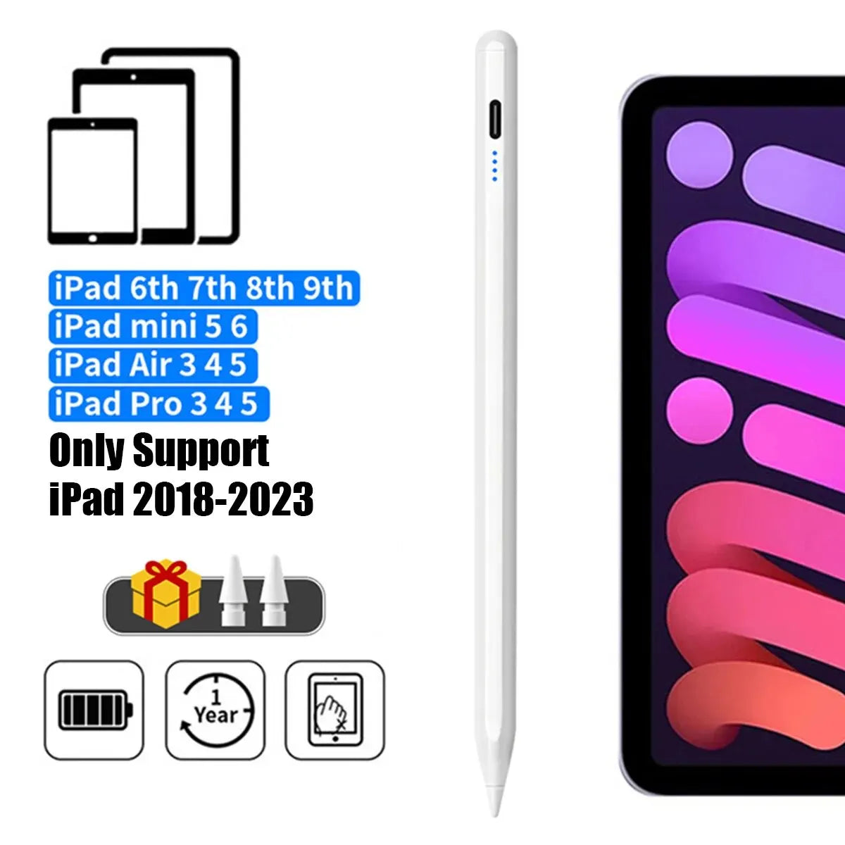 “Stylus Pen for iPad – Apple Pencil Alternative with Palm Rejection & Power Display”